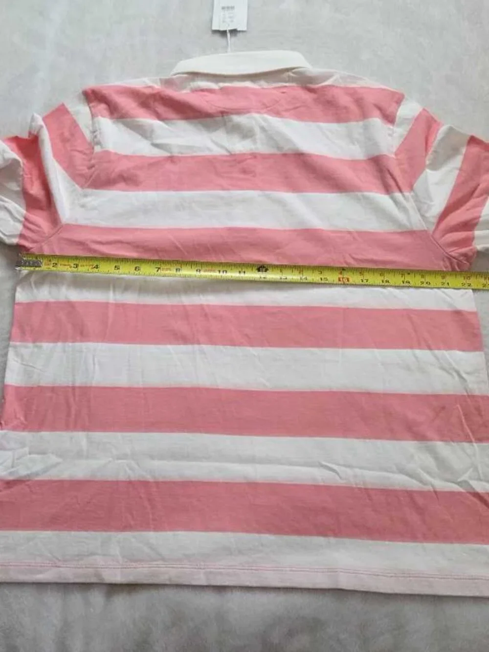New L J.Crew boyfriend jersey rugby longsleeve polo shirt in Ivory Coral stripe
